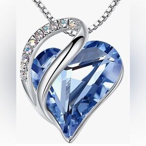 Infinity Heart Pendant Necklace Box Chain Brass Lead Free Crystal